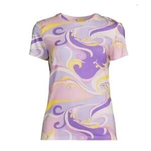 L’Agence Ressi slim fit short sleeve t-shirt printed orchid Saint Martin XS NWT